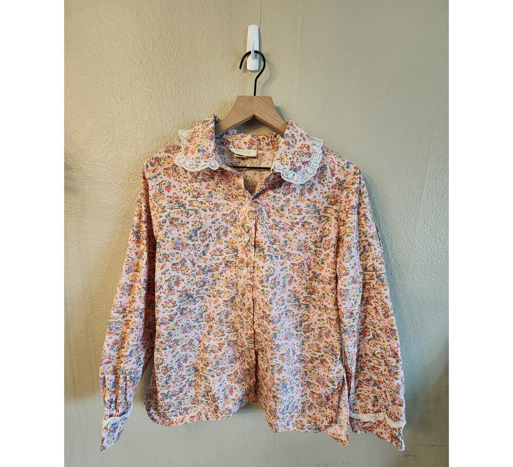 Vintage Lane Bryant Women's Floral Blouse Cottagecore Grannycore